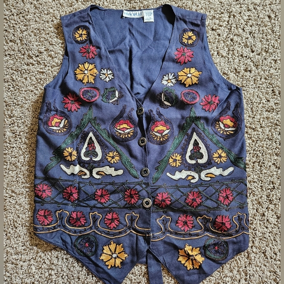 Vintage Jackets & Blazers - Vintage Principles Embroidered Vest